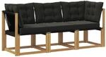 vidaXL 3 STK. Outdoor Mittel- und Ecksofa Wei&szlig;