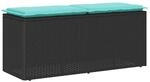 vidaXL Gartenbank mit Kissen Schwarz 110x40x44 cm Poly Rattan