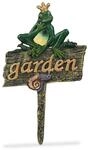 Relaxdays Gartenstecker Gusseisen, Steckschild mit Garden-Schriftzug, Froschk&ouml;nig &