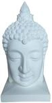 Relaxdays Buddha Kopf, 60 cm, Polyresin, Steinoptik, Uschnisha, wei&szlig; | Zen-Deko f&uuml;r
