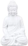 Relaxdays Buddha Figur, Polyresin, wetterfest & frostsicher, wei&szlig; | Gartendeko,