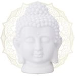 Relaxdays Buddha Kopf, Kunststoff, Buddha-Figur, HBT: 17x12x10 cm, wei&szlig; | Zen-Deko