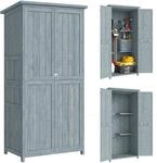 Outsunny Gartenschrank Wetterfest mit Doppelt&uuml;r 85 x 54 x 170 cm Grau |...