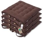 Homescapes 4er Set Stuhlkissen 40x40 cm braun &ndash; Sitzkissen Outdoor/Indoor mit