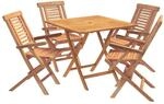 vidaXL 5-teiliges klappbares Garten-Bistro-Set Natur Massivholz Teak | Aus...