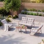 [en.casa] Gartenm&ouml;bel Set Kivanta 5-TLG. mit Kissen Rostfarben/Beige |...