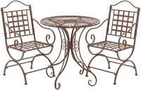 CLP Gartenm&ouml;bel-Set Viro mit rundem Gartentisch und 2 Gartenst&uuml;hlen aus Eisen...