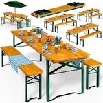 CASARIA&reg; 4er Set Bierzeltgarnitur 170cm Klappbar Stabil 3 Teilig 2X Bierbank 1x
