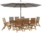 vidaXL 9-teilige Garten-Essgruppe Natur Massivholz Akazie | Gefertigt aus...