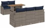 vidaXL Garten-Sofa-Set 6 STK. Grau und Marineblau | Aus UV-best&auml;ndigen...