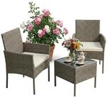 Relaxdays Gartenm&ouml;bel Set, 3-TLG. Rattan Sitzgruppe, 2 Personen, 2X Sessel &