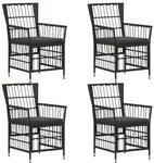 vidaXL Gartenst&uuml;hle 4 STK. Schwarz PE Rattan, Stahl und Polyesterstoff