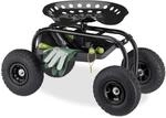 Relaxdays Rollsitz, f&uuml;r Garten & Werkstatt, 150kg, schwarz | h&ouml;henverstellbar 48-56