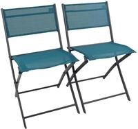 VCM Gartenstuhl Blau 45x46x79 cm 2er Set klappbar Metall Balkon wetterfest 