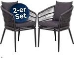 Gartenst&uuml;hle 2er Set Genua Rope inkl. Auflagen Gartensessel Dunkelgrau |...