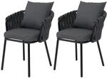 Mendler 2er-Set Aluminium-Gartenstuhl HWC-P89 Stoff/Textil - anthrazit 
