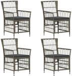 vidaXL Gartenst&uuml;hle 4 STK. Grau Poly-Rattan | Poly-Rattan mit...
