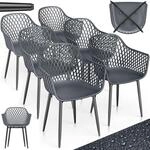 tillvex&reg; Gartenstuhl 6er Set Wetterfest mit Armlehne bis 120kg belastbar |...