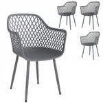 Outsunny Gartenstuhl 4er Set UV-best&auml;ndig Armlehne bis 120 kg Dunkelgrau 