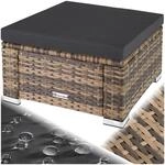 tectake 800768 Poly Rattan Sitzhocker mit Kissen, Lounge Hocker f&uuml;r Garten Balkon