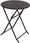 TRUTZHOLM Gartentisch rund Holzoptik grau &Oslash; 60cm | klappbar, standfest, robust,