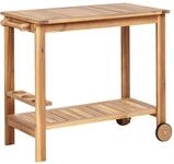 Beliani K&uuml;chenwagen 2 Etagen zertifiziertes Holz Hellbraun rollbar 3 Halter...