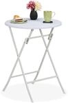 Relaxdays Gartentisch Rattan-Optik, rund, HxD: 75 x 60 cm, wei&szlig; | Balkontisch