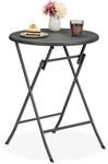 Relaxdays Gartentisch Rattan-Optik, rund, HxD: 75 x 60 cm, grau | Balkontisch