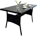 Relaxdays Gartentisch, HxBxT: 70 x 100 x 60 cm, wetterfest, Polyrattan, Glasplatte,
