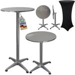 CHEFGASTRO Stehtisch h&ouml;henverstellbar mit Husse klappbar Rund Hx&Oslash; 75-115x60cm