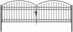 vidaXL Zauntor mit Schloss Grau 301 x 224,5 cm Stahl, Garten & Terrasse,...