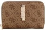 GUESS Geldb&ouml;rse Yvonne Logo SLG Medium Zip Around Wallet Latte Logo Hellbraun