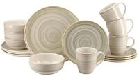 CreaTable, 25433, Serie Caoba Sand, 16-teiliges Geschirrset f&uuml;r 4 Personen,