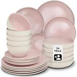 tectake&reg; 24-teiliges Tafelservice 6 Personen, Steingut Geschirrset 6 Personen,