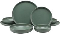 CreaTable, 25479, Serie Uno Green, 8-teiliges Geschirrset f&uuml;r 2 Personen, Tellerset