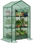 Outsunny Mini-Gew&auml;chshaus, Folienabdeckung, 3 Regalb&ouml;den, Rollt&uuml;r, Regale 