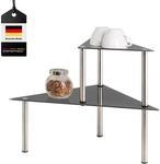 bremermann Glas-Eckregal, K&uuml;chenregal mit Glasplatten und Edelstahlf&uuml;&szlig;en...
