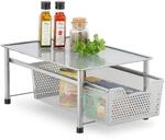 Relaxdays Schubladenregal, stapelbarer B&uuml;ro Organizer, Metall, K&uuml;che, Bad,
