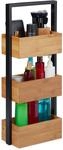 Relaxdays Badregal Bambus, platzsparendes Korbregal mit 3 Ablagen, Natur | Bad,