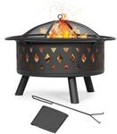 Avestar runde Feuerschale aus Metall mit Abdeckung f&uuml;r Garten, schwarz |...