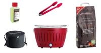 LotusGrill Starter-Set Classic 1x Grill Feuerrot mit USB-Anschlu&szlig;, 1x
