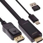 InLine HDMI zu DisplayPort Konverter Kabel, aktives Adapterkabel mit USB-Strom, UHD