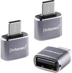 Intenso Adapter USB-A zu USB-C (A480C) 3er Pack, OTG f&auml;hig, Grau | Aluminium USB 2.0