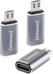 Intenso 3X USB-C zu Micro-USB Adapter C480M, High-Speed OTG Stecker, Grau | Robustes