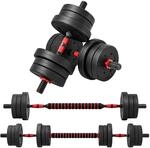 HOMCOM 2 in 1 Hanteln Set Verstellbare Kurzhantel Langhantel | Professionell,