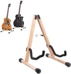 Relaxdays Gitarrenst&auml;nder, St&auml;nder f&uuml;r Akustik-, Bass- & E-Gitarre, Holz, faltbar,