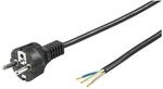 Stromkabel 2 m, Schutzkontaktstecker, offene Kabelenden, Netzkabel, Schwarz