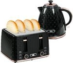 HOMCOM Wasserkocher Toaster Set Fr&uuml;hst&uuml;cksset, Schwarz | 1,7L Wasserkocher, 4