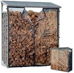 QUICK STAR Aluminium Kaminholzregal Au&szlig;en 130 x 70 x 185 cm Mit Wetterschutz
