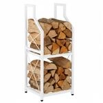 Relaxdays Kaminholzregal, 2 Ebenen, Metall, HxBxT: 81,5 x 34,5 x 30,5 cm,